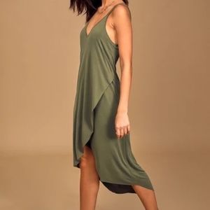 Lulu's Lush Mood and Melody Olive Green High-Low Dress